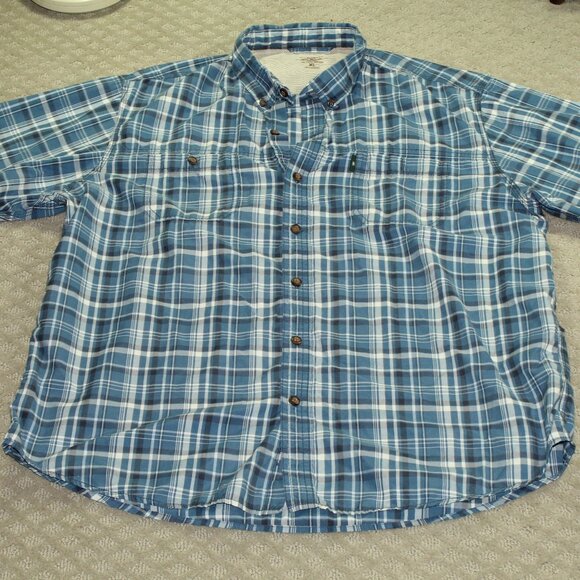 G.H. Bass Plaid Short Sleeve Button Down Shirt Blue Men's Size XL - Picture 1 of 5